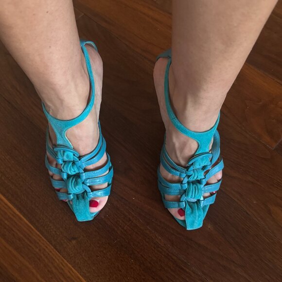 REISS Turquoise Heel Sandals - Picture 5 of 10